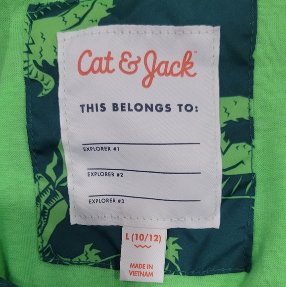 Cat & Jack Windbreak Green Dragon Print 1/2 Ziip Water Resistant Jacket Sz 10/12 - Picture 5 of 7